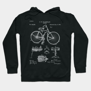 Bicycle Patent - Cycling Art - Black Chalkboard Hoodie